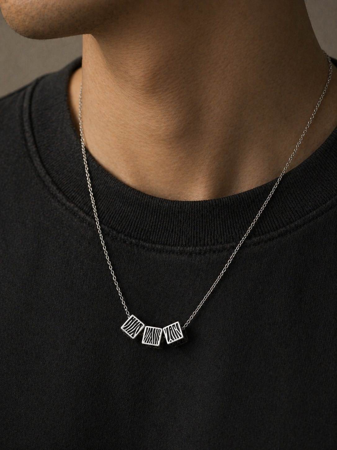 Zebra 3 Cubes Necklace