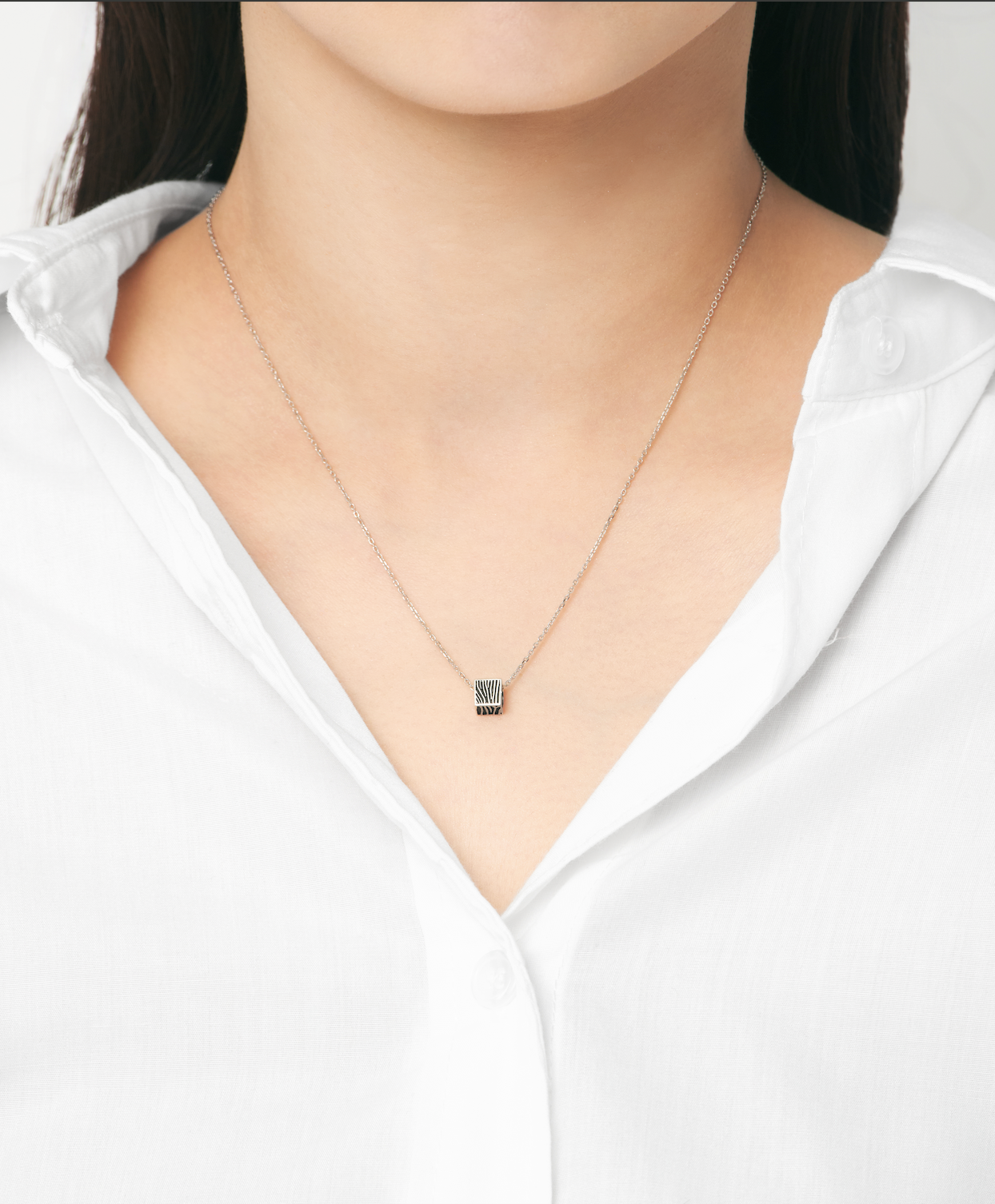 Zebra Cube Necklace