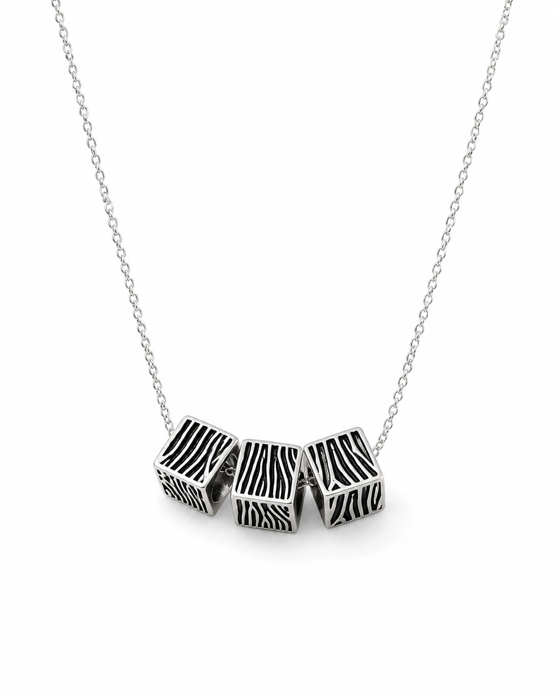 Zebra 3 Cubes Necklace