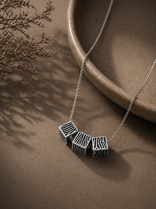Zebra 3 Cubes Necklace